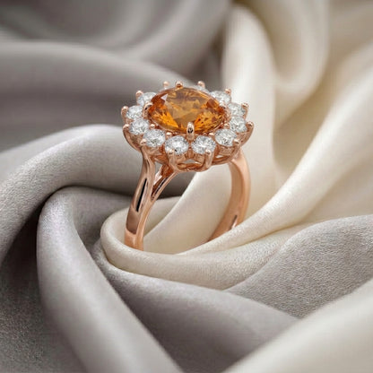 Natural Citrine Roselle Ring in 925 Sterling Silver