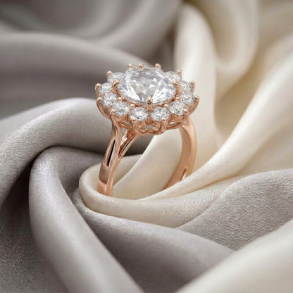 Natural White Topaz Roselle Ring in 925 Sterling Silver