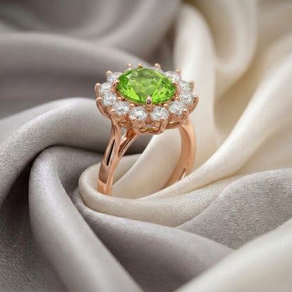 Natural Peridot Roselle Ring in 925 Sterling Silver