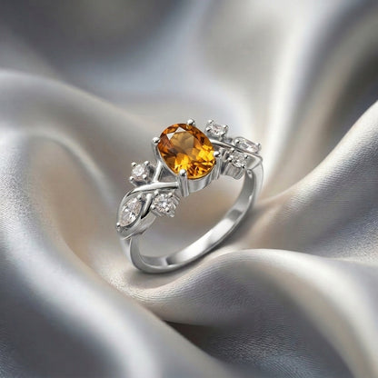 Natural Citrine The Willow Ring in 925 Sterling Silver