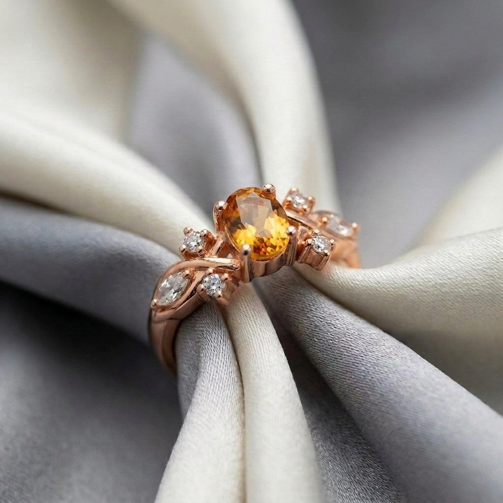 Natural Citrine The Willow Ring in 925 Sterling Silver