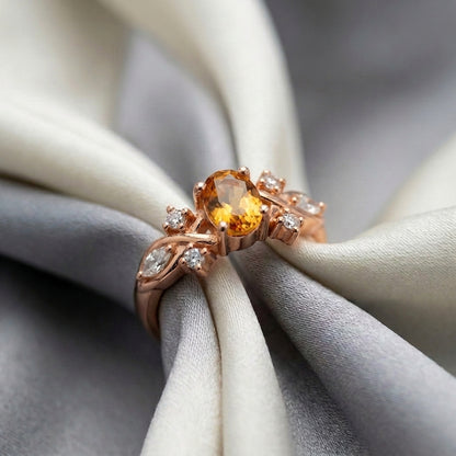 Natural Citrine The Willow Ring in 925 Sterling Silver