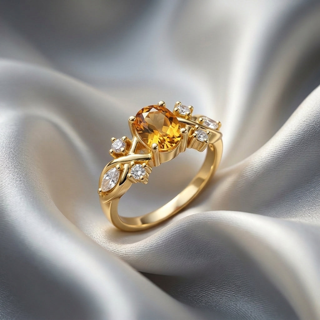 Natural Citrine The Willow Ring in 925 Sterling Silver