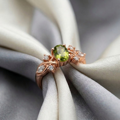 Natural Peridot The Willow Ring in 925 Sterling Silver