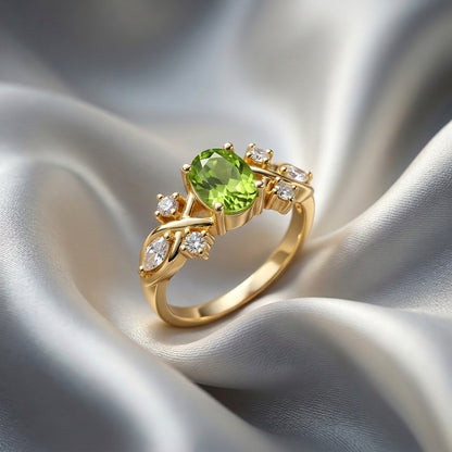Natural Peridot The Willow Ring in 925 Sterling Silver