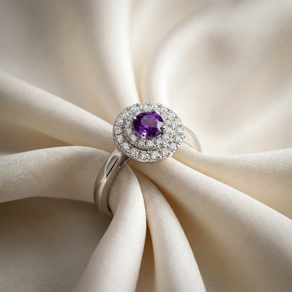 Natural Amethyst The Dazzle Ring in 925 Sterling Silver