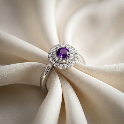 Natural Amethyst The Dazzle Ring in 925 Sterling Silver