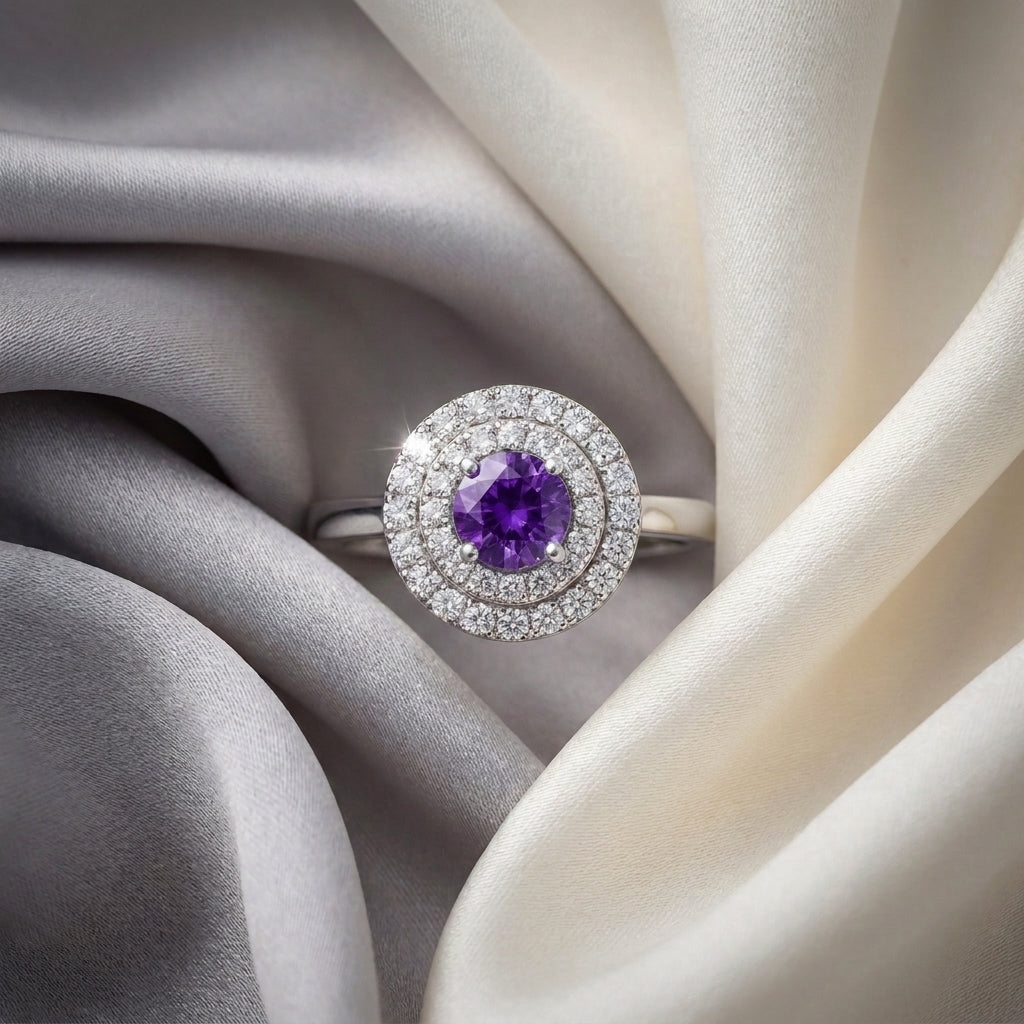 Natural Amethyst The Dazzle Ring in 925 Sterling Silver