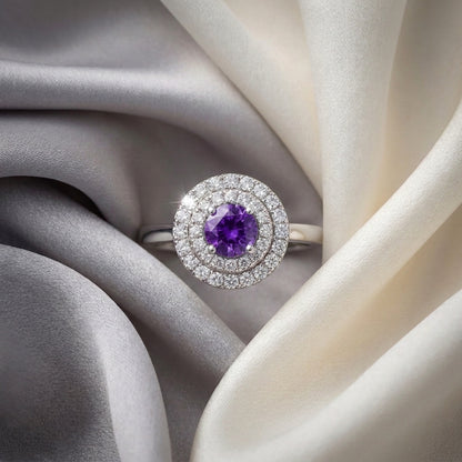 Natural Amethyst The Dazzle Ring in 925 Sterling Silver