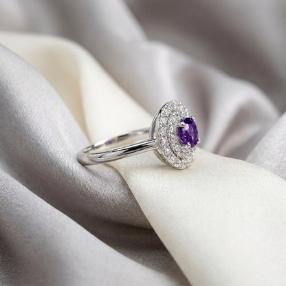 Natural Amethyst The Dazzle Ring in 925 Sterling Silver