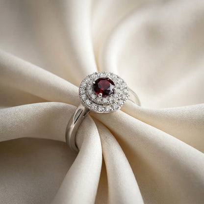 Natural Red Garnet The Dazzle Ring in 925 Sterling Silver