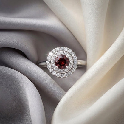 Natural Red Garnet The Dazzle Ring in 925 Sterling Silver