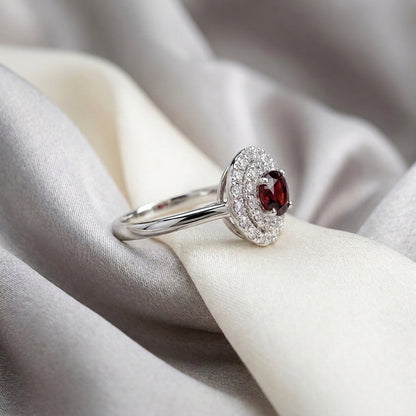 Natural Red Garnet The Dazzle Ring in 925 Sterling Silver