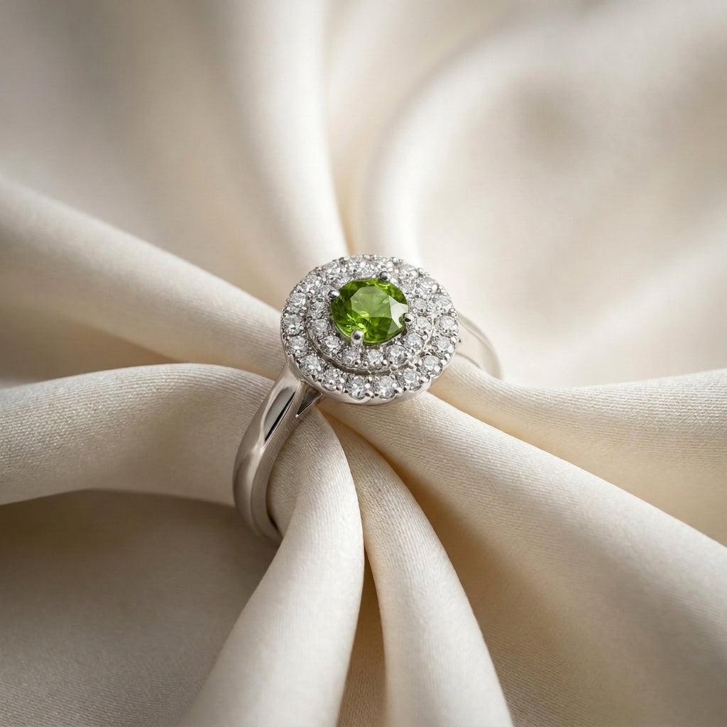Natural Peridot The Dazzle Ring in 925 Sterling Silver