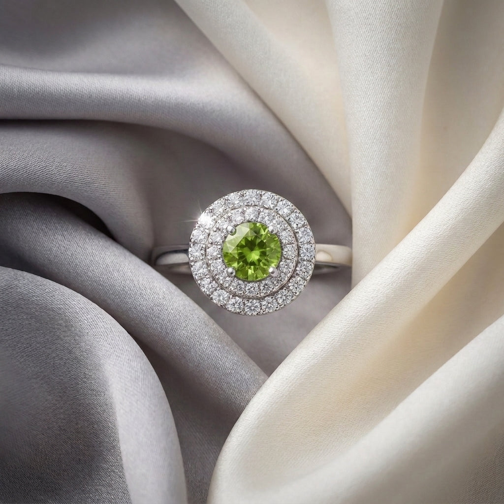 Natural Peridot The Dazzle Ring in 925 Sterling Silver