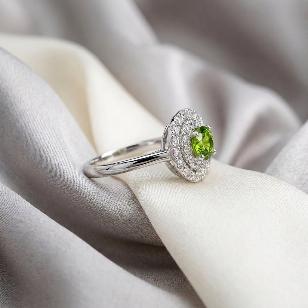 Natural Peridot The Dazzle Ring in 925 Sterling Silver