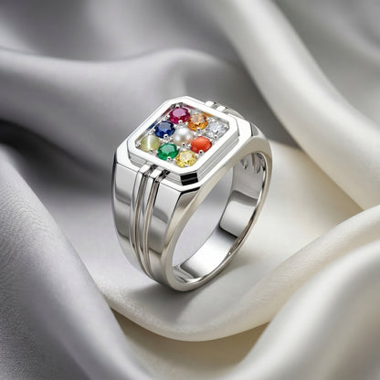 Nawarathna Ring in 925 Sterling Silver
