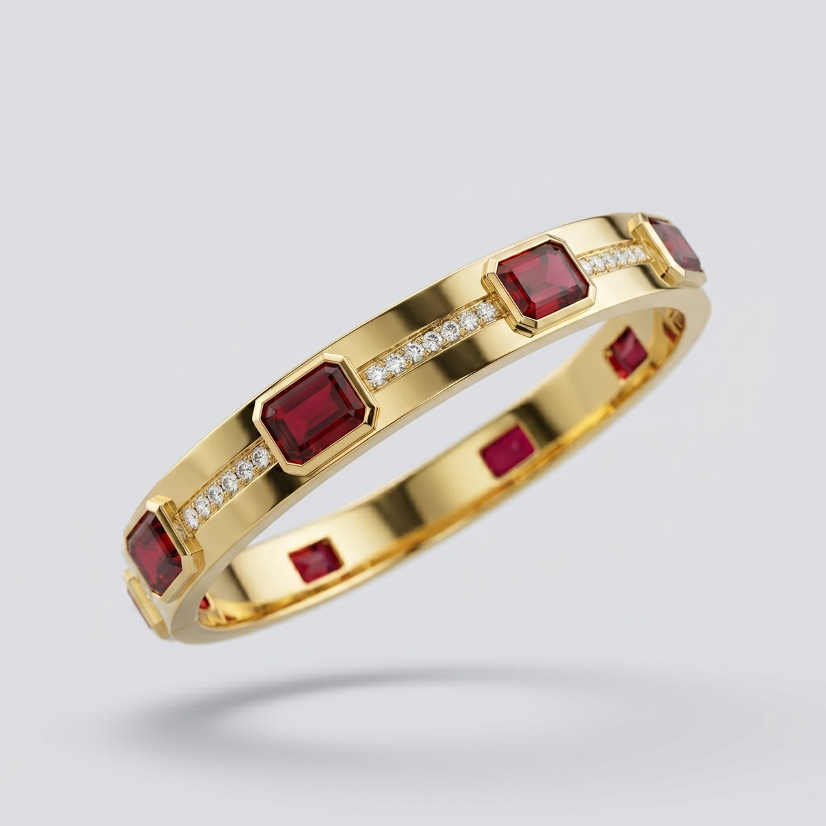 Natural Garnet Geometric Statement Bangle